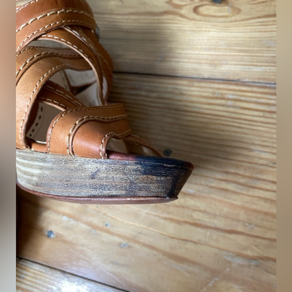 Coach cage strappy gladiator style tan leather heels double ankle strap size 9 - Picture 8 of 11